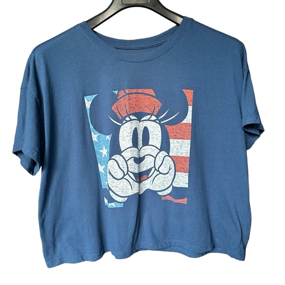 Minnie Mouse Heart USA Relaxed Fit Short Boxy Top Red White and Blue Disney XXL - Picture 2 of 6